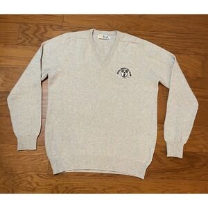 Vintage Pringle of Scotland Sweater Sz 44 Beige 100% Lambswool Royal Troon Golf
